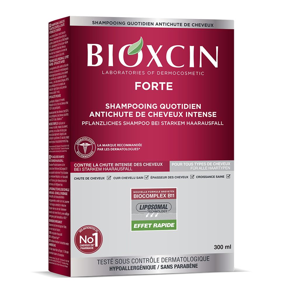 BIOXCIN Forte Shampoo Against Intensive Hair Loss - Effective & Fast - With Bio Complex B11 - Clinically Tested - Stronger, Thicker Hair Growth