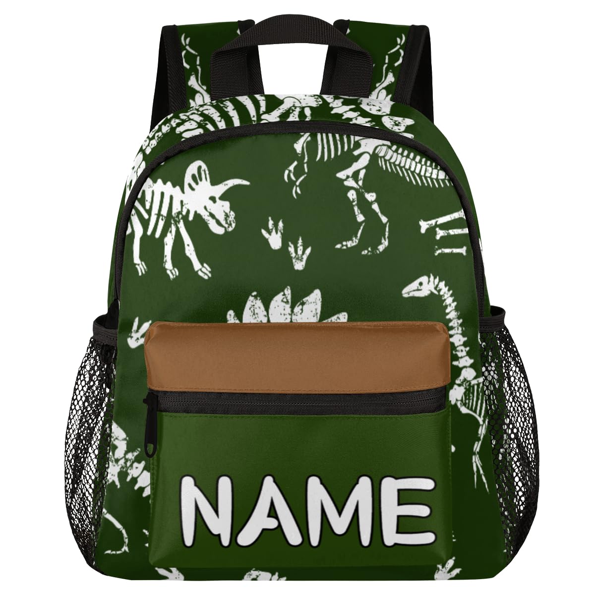 Pardick Personalized Kids Backpack School Bag for Boys, Dinosaur Skull Custom Toddler Bookbag with Name, Mini Backpack for School & Travel