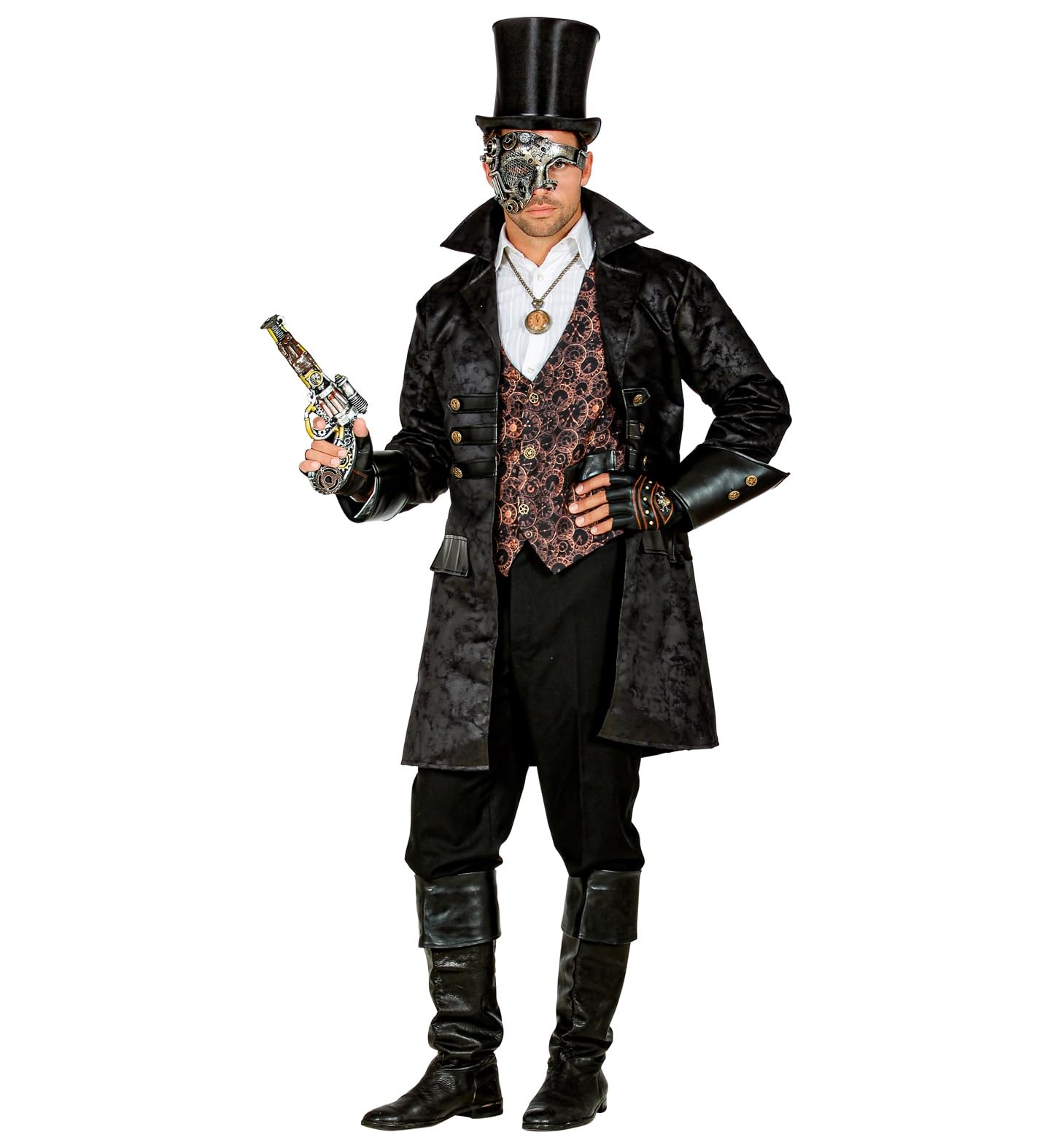Widmann - Costume coat in leather look, for several characters, steampunk, pirate, theme party, carnival, fancy dress