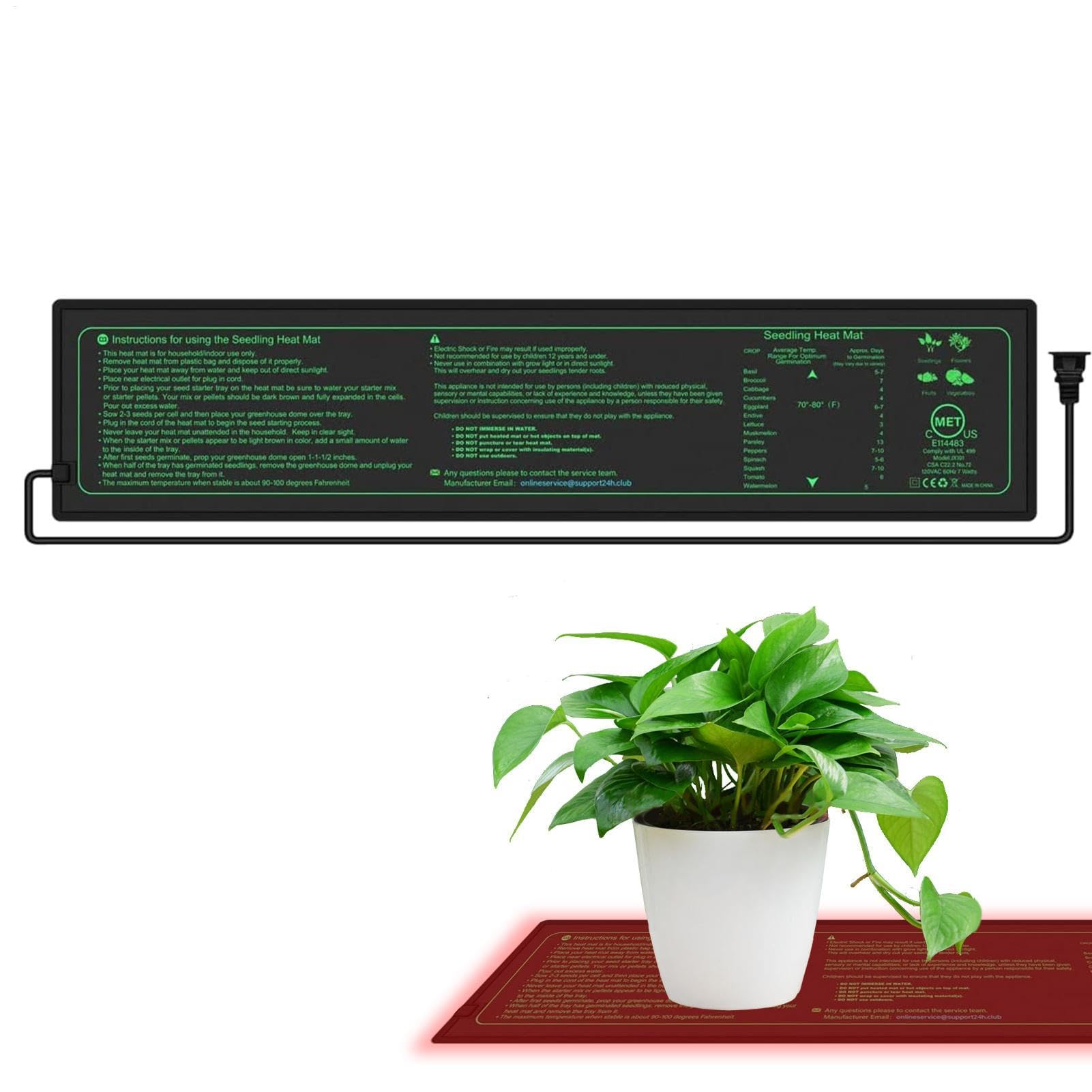 YNPQTDS Plant Heating Mats Seedling Heat Mat, Waterproof Greenhouse Heating Pad, Hydroponic Heating Pad, 10cm X 52.5cm Germination Heated Propagator Warming Mat, For Indoor Gardening Greenhouse