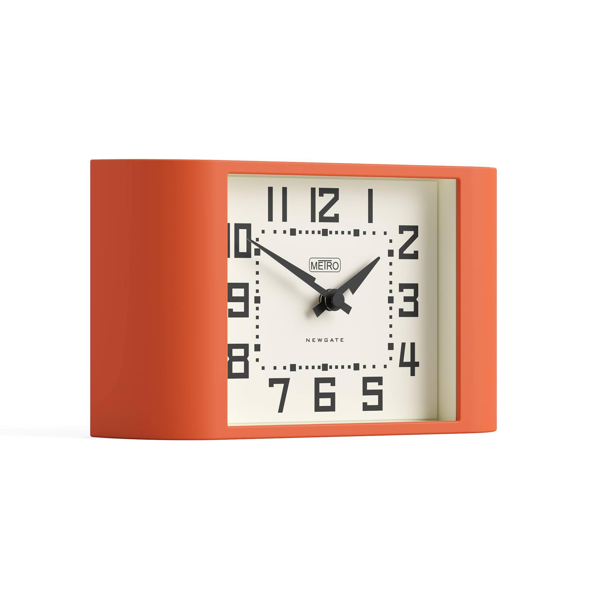 Newgate Pumpkin Orange Newgate® Mini Metro Desk Clock | Retro Mantel Clock | Orange | Mid-Century Style For Desk, Table Top, Shelf Or Bedside