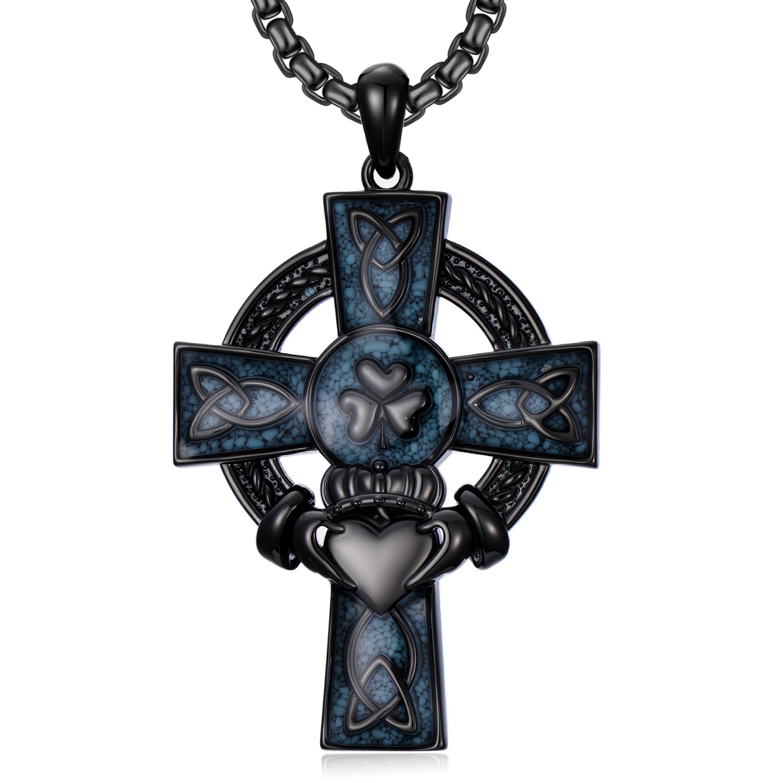 925 Sterling Silver Cross Pendant Necklace for Men Women Amulet Necklace Protection Jewelry Religious Gifts(With Gift Box)