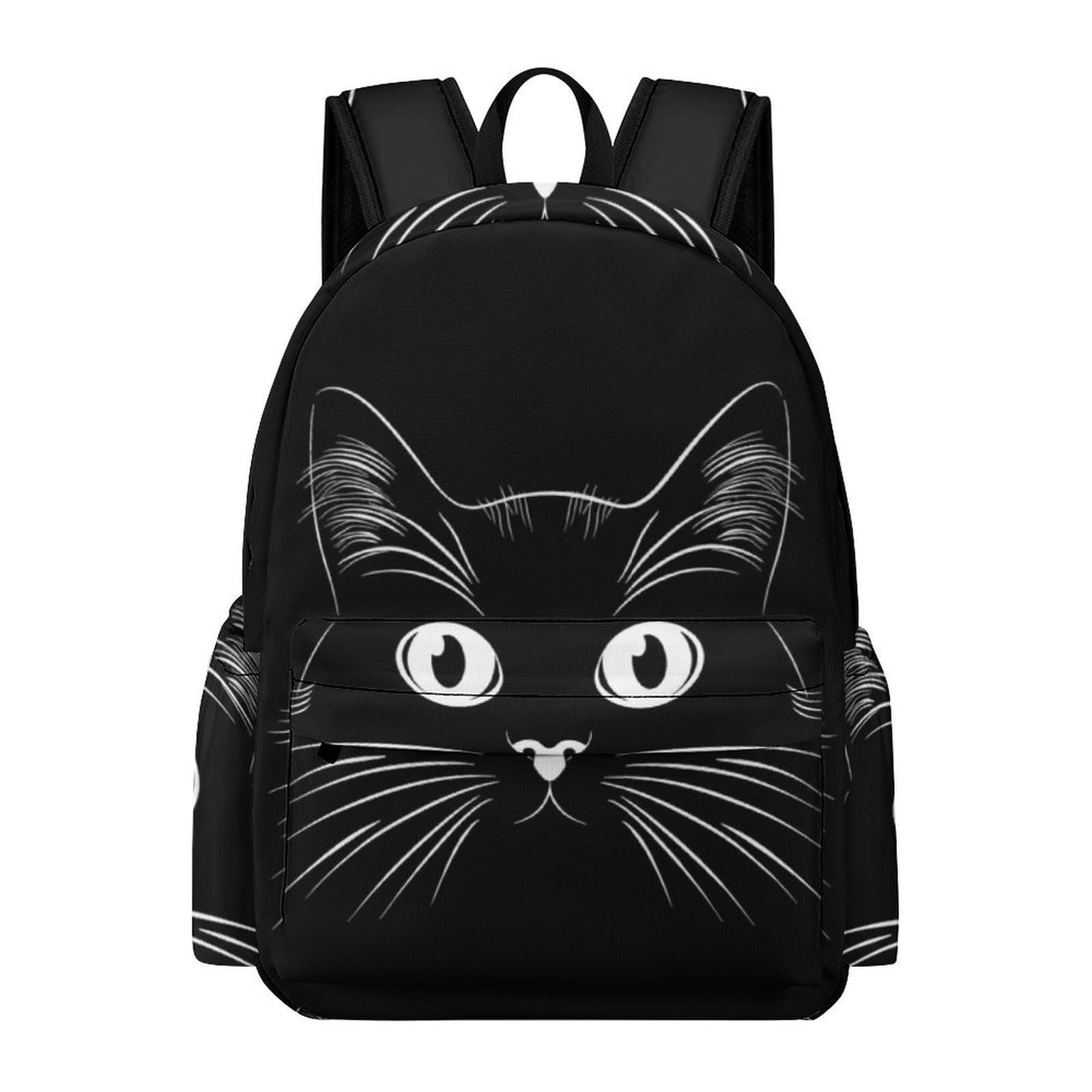 TPISLI 16.5 Inch Rucksack Kids Black Cat Kitten Fashion Backpack for Boys Girls Lower Secondary Years, Everyday Durable Cat Design Fashion School Bag for School Trips New Term Gift