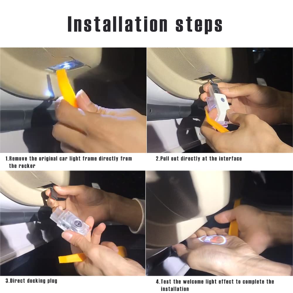 Car Door Lights Logo Projector LED Welcome Lights Accessories, Compatible with A-, B-, C-, E-, M-, GL-, GLA-, GLC-, GLE-, and GLS-Class Models (W205, W213, W166); Plug-and-Play (4-piece Set) — view 2