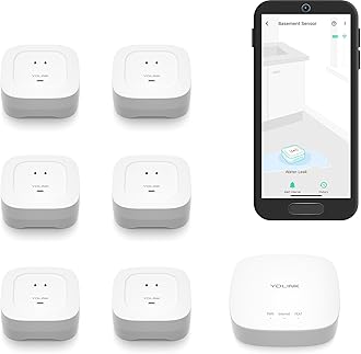Water Leak Starter Kit: Hub + 6 Leak Sensor 4 (105 dB Siren), LoRa Long-Range, App/SMS/Email Alerts, D2D Offline, 2 AAA Up to 5-Year Battery, Compatible with Alexa/IFTTT/Home Assistant