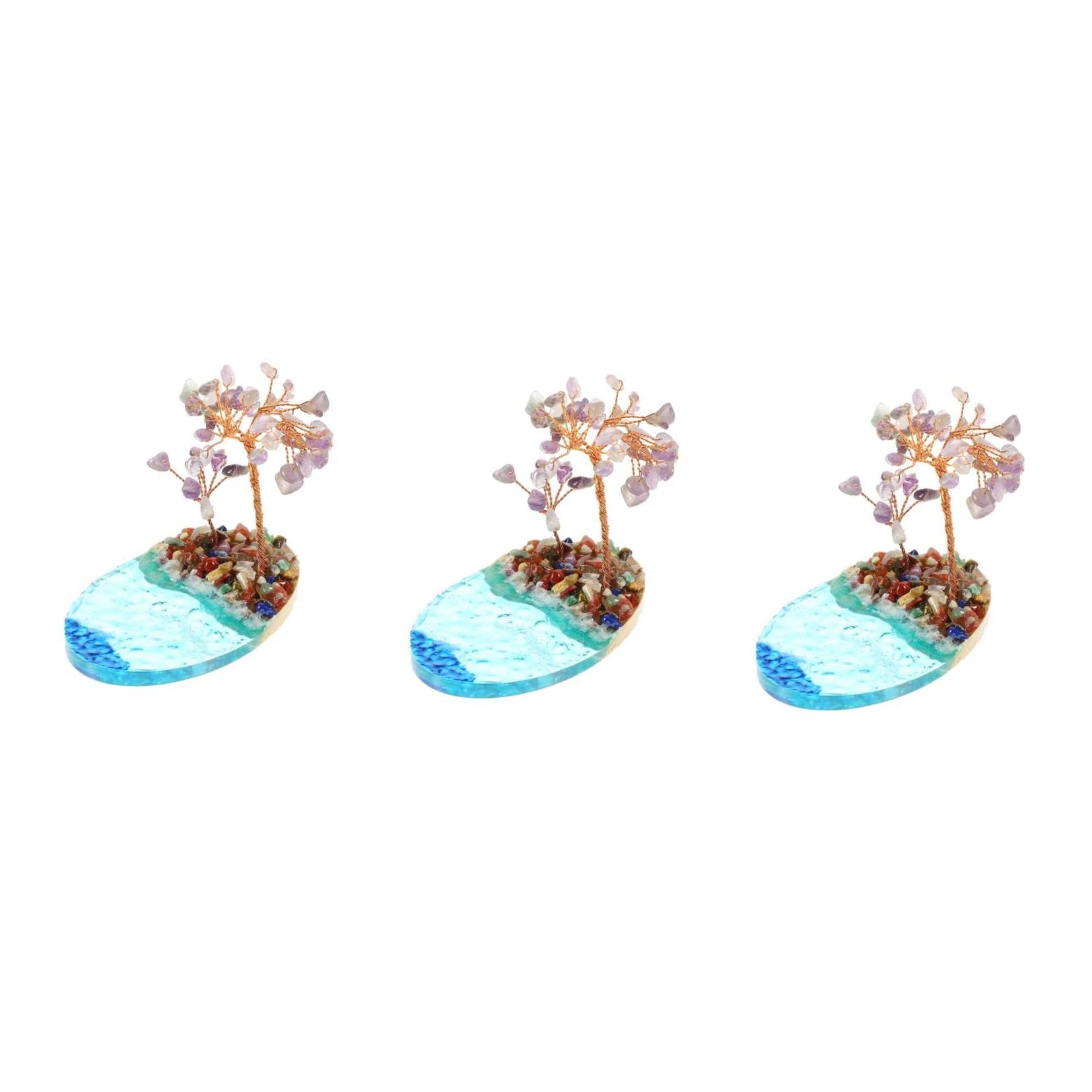Cabilock 3 Pz Isola Spray Al Mare Decorazioni Per Case Delle Bambole Ornamento Bonsai Decorazione Dell'acquario Di Pesci Resina Cristallo Stanza Dei Giocattoli Viola,porpora
