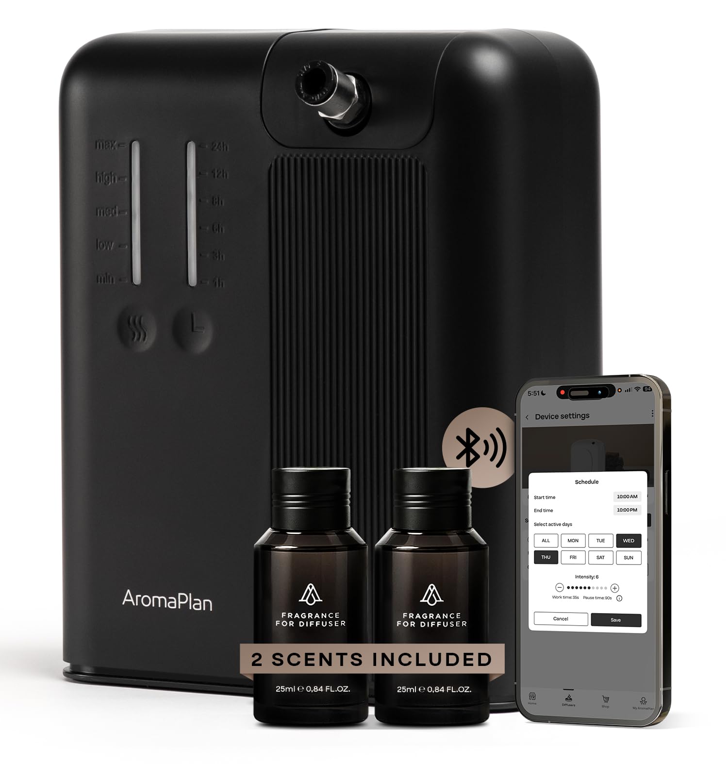 AromaPlan 5 Star Collection Cold Air Scent Diffuser, Whole House (2 Scents Included)- Waterless Smart Aroma, Scent &Time Adjust., App Control, HVAC | Home, Commercial, Hotel | Large Room, 2,000 sq.ft