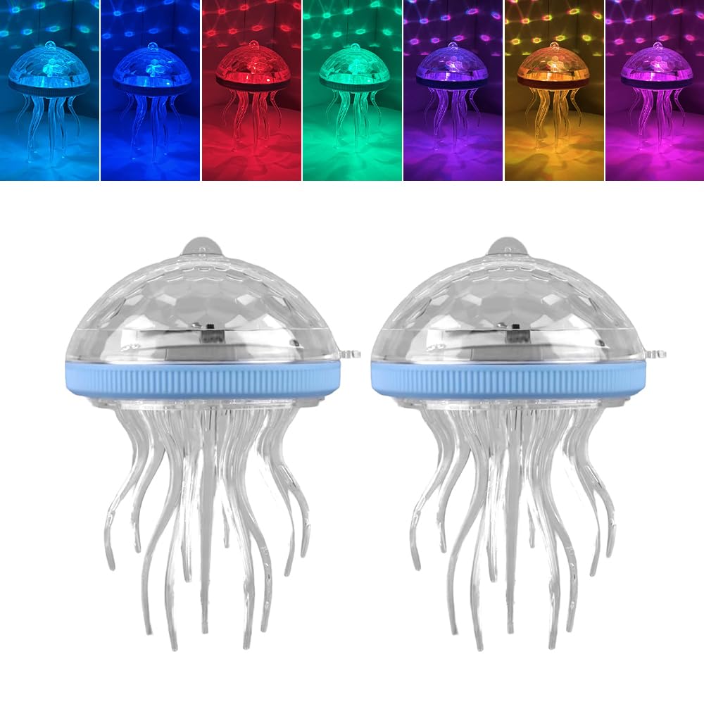 Solar Schwimmende Poolbeleuchtung, 2 Stück Solar Schwimmende Pool Licht Mit 7 Rgb Farbwechsel, Wasserdicht IP55 Jellyfish Solarlampe, SolarPoolbeleuchtungSChwimmende FürSchwimmbad Pools,Party