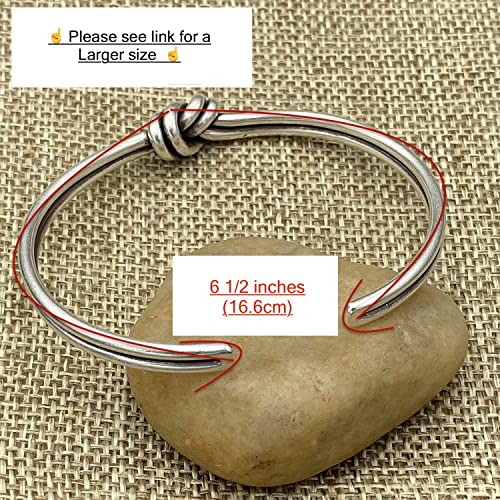 Handmade Sterling Silver Knot Cuff Bracelet, Minimalist Rustic Simple Tied Silver Wires, Adjustable 6 1/2 inches Cuff, Gift for Her2
