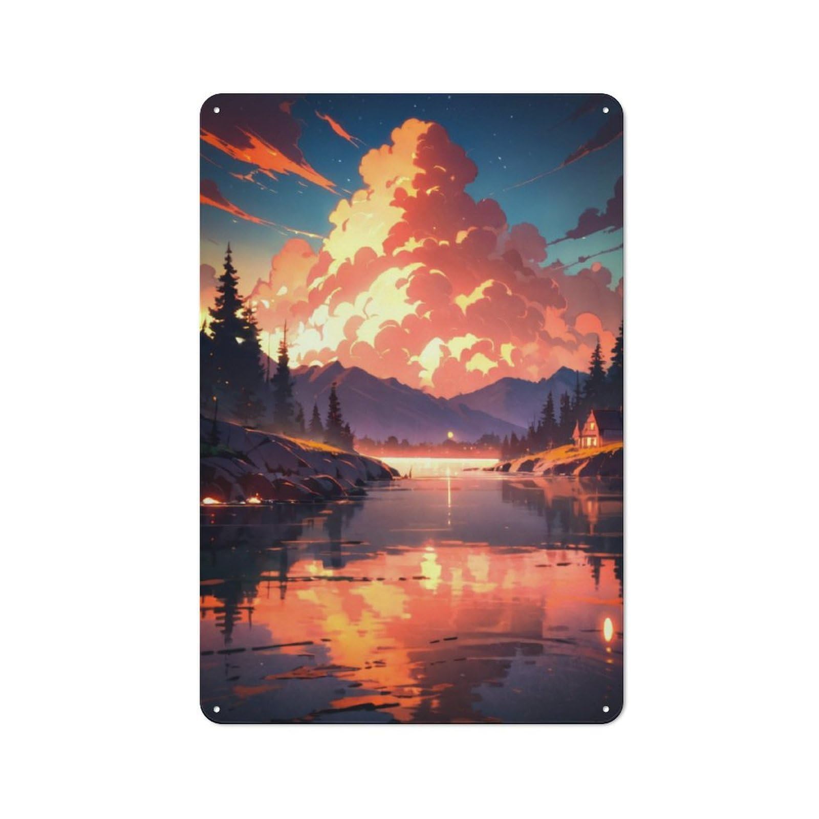 Junmoney Sunset Horizon Serenity Metal Wall Sign 30X20cm Featuring For Living Room Wall, A Decorative Gift For A Newly Furnished Living Room