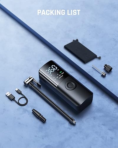 Miniatura 8 de CAFELE Inflador de neumáticos portátil para auto y motocicleta [rápido y fácil para recargar aire], compresor de aire inalámbrico para motocicleta,