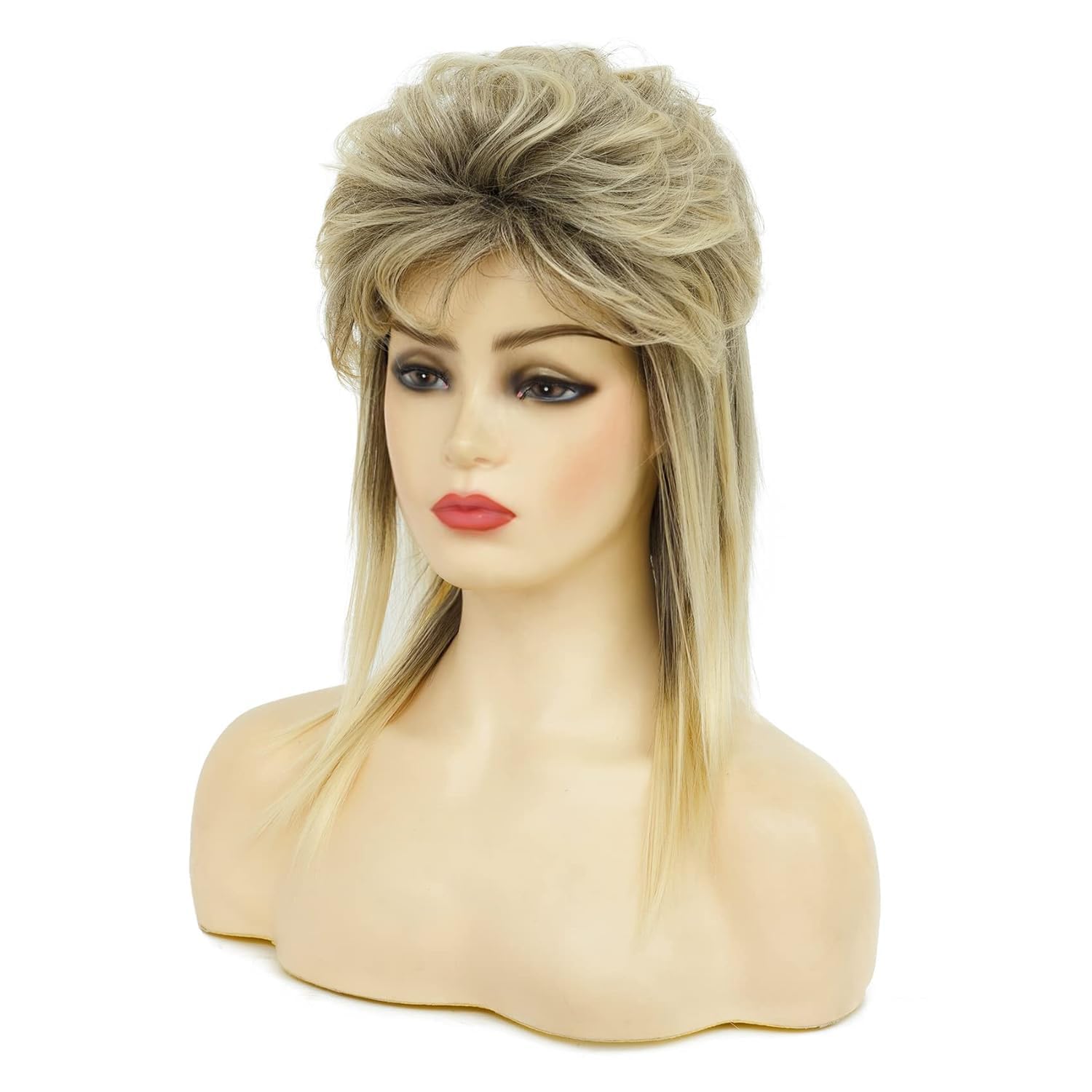 Siudus Blonde Mullet Wigs for Women 70s 80s Disco Synthetic Layered Shoulder Length Hair Funny Wigs for Daily Party Use - Image 4