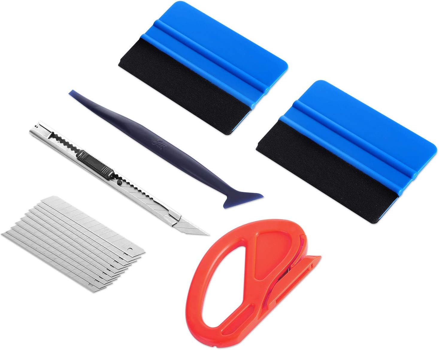 Vehicle Vinyl Wrap Window Tint Film Tool Kit Include Felt Squeegee, Utility Knife, 10 PCs Snap-off Blades, Vinyl Cutter& Mini Corner Squeegee