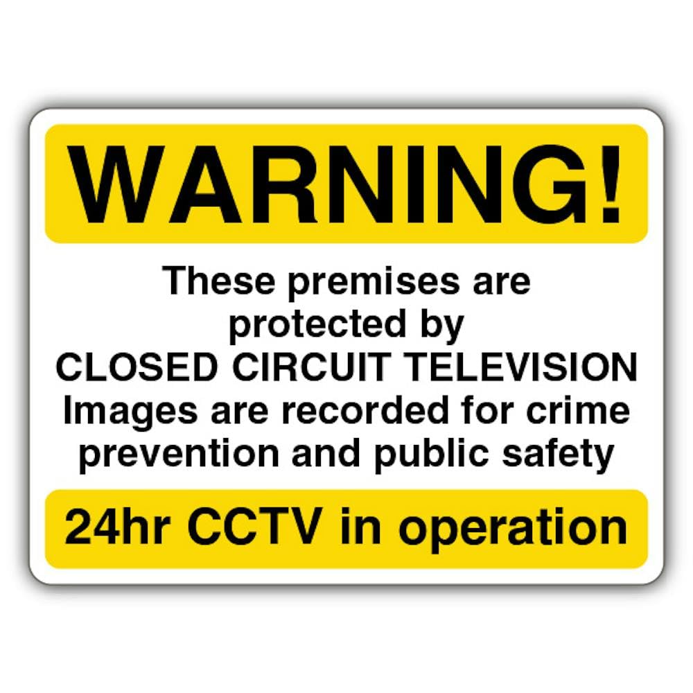 V Safety GloReflect Warning! 24hr CCTV in Operation Safety Sign - 300 x 225 mm - 3mm Aluminium Composite - GloReflect
