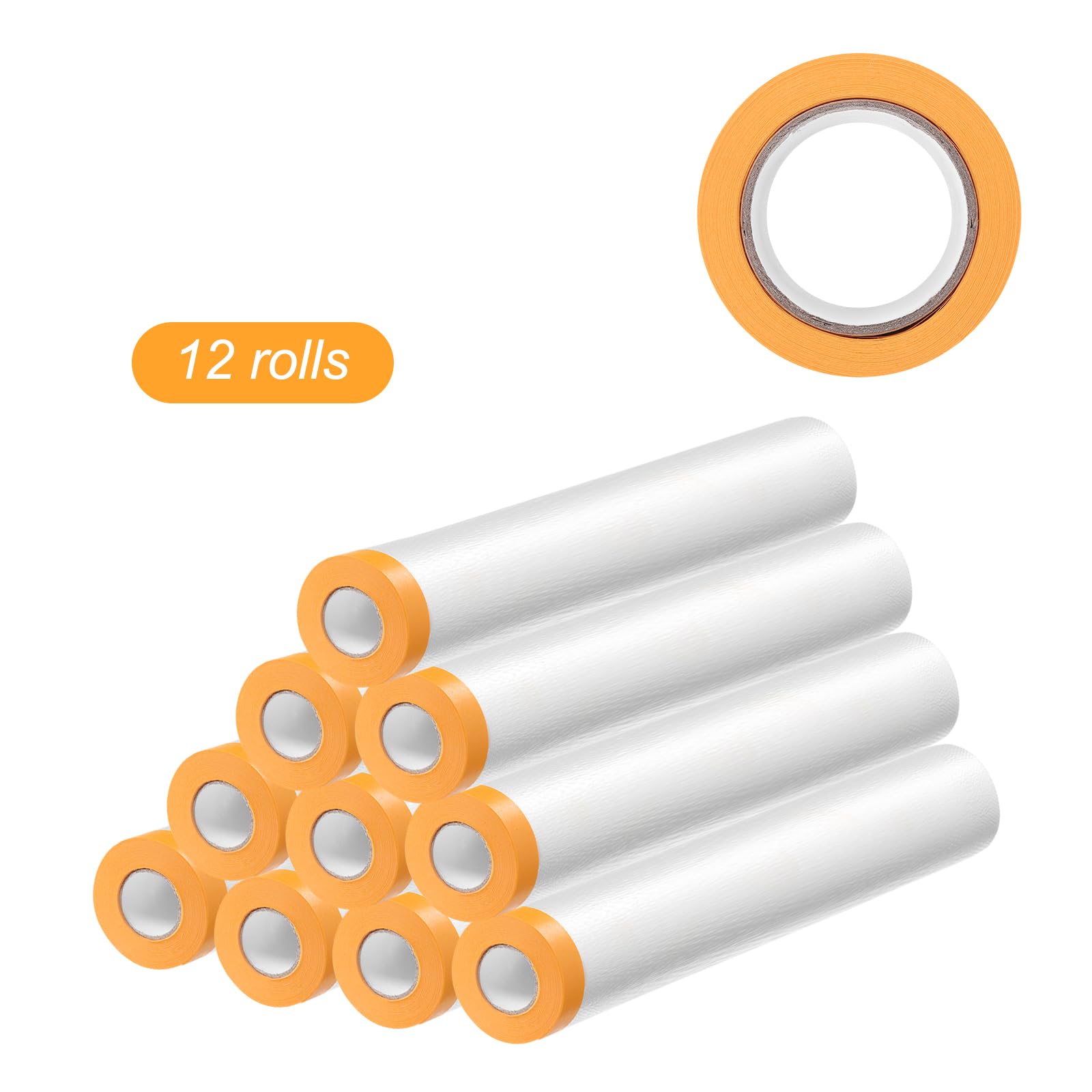 QUARKZMAN 12 Rollen vorklebende Abdeckfolie 94,5" x65,6ft Klebe- und Abdeckfolie für Maler Kunststoff Abdeckplane Film mit Klebeband Kunststofffolie für Autolackierung Abdeckung