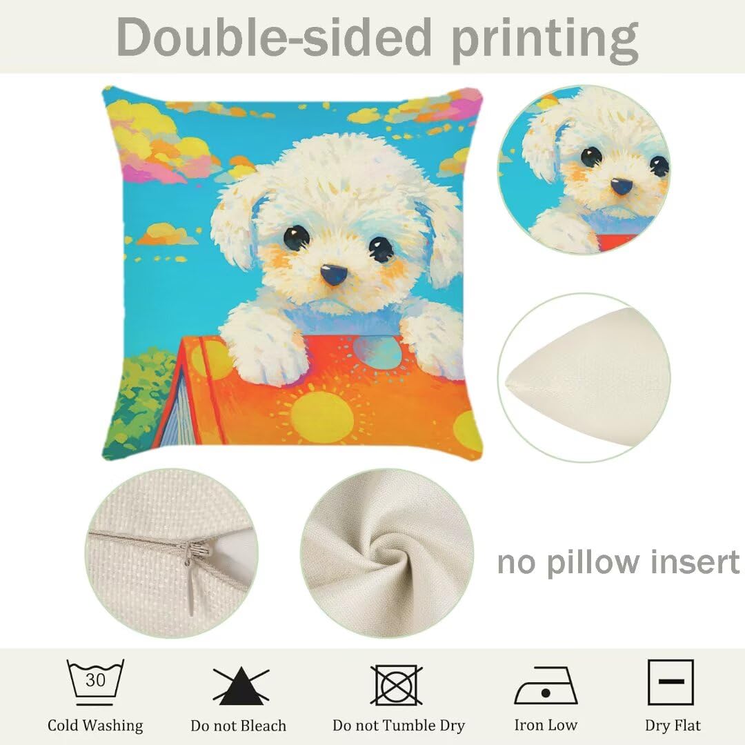 Fundas Cojines 45x45 cm Exterior Cojines Cachorro Fundas de Almohada Juego de 4,Cuadrados Funda Cojin Rural Almohadas con Cremallera,Sofa Cama Decorativos para Hogar,Jardín,Salón y Dormitorio Ym589