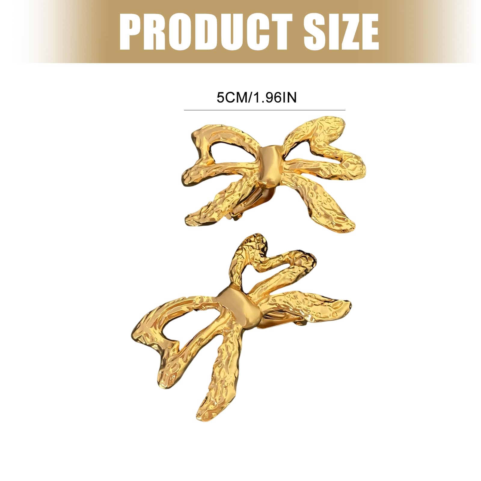 Orecchini a clip minimalisti a forma di fiocco, da donna, realizzati in robusto rame, orecchini tradizionali con design curvato