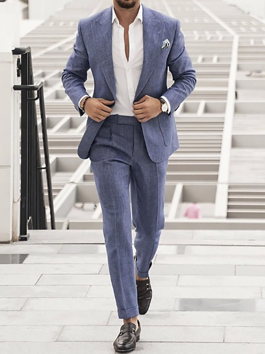 Abito da Uomo Slim Fit 2 Pezzi Abiti da Sposa con Un Bottone Giacca Gilet e Pantaloni