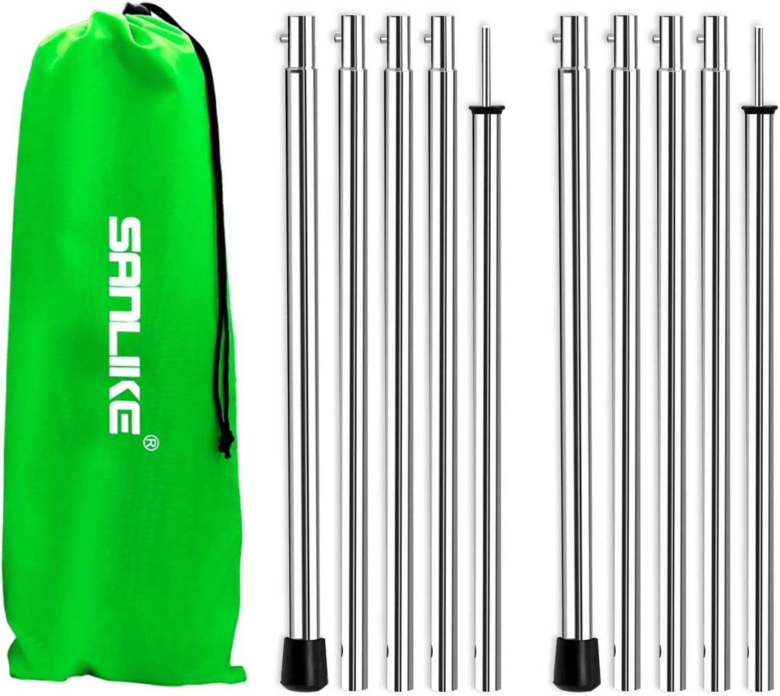 SAN LIKE Camping Tent Tarp Poles Set for Canopy Awning Shelter Backpacking Hiking - Telescopic Adjustable Length Tent Sunshade Support Stick Rods (Adjustable Length - Steel 2packs)-image-28