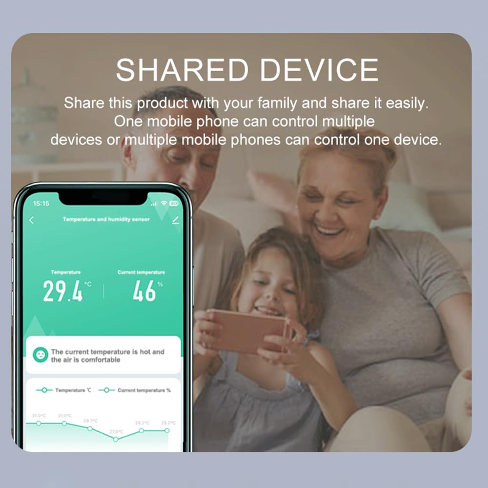 Wifi-Feuchtigkeits- Und Temperatursensor, Mobile App, Intelligente Steuerung, Intelligentes Erinnerungs-Sharing-Gerät, Intelligenter Temperatur- Und Luftfeuchtigkeitsmonitor Für Zu Hause