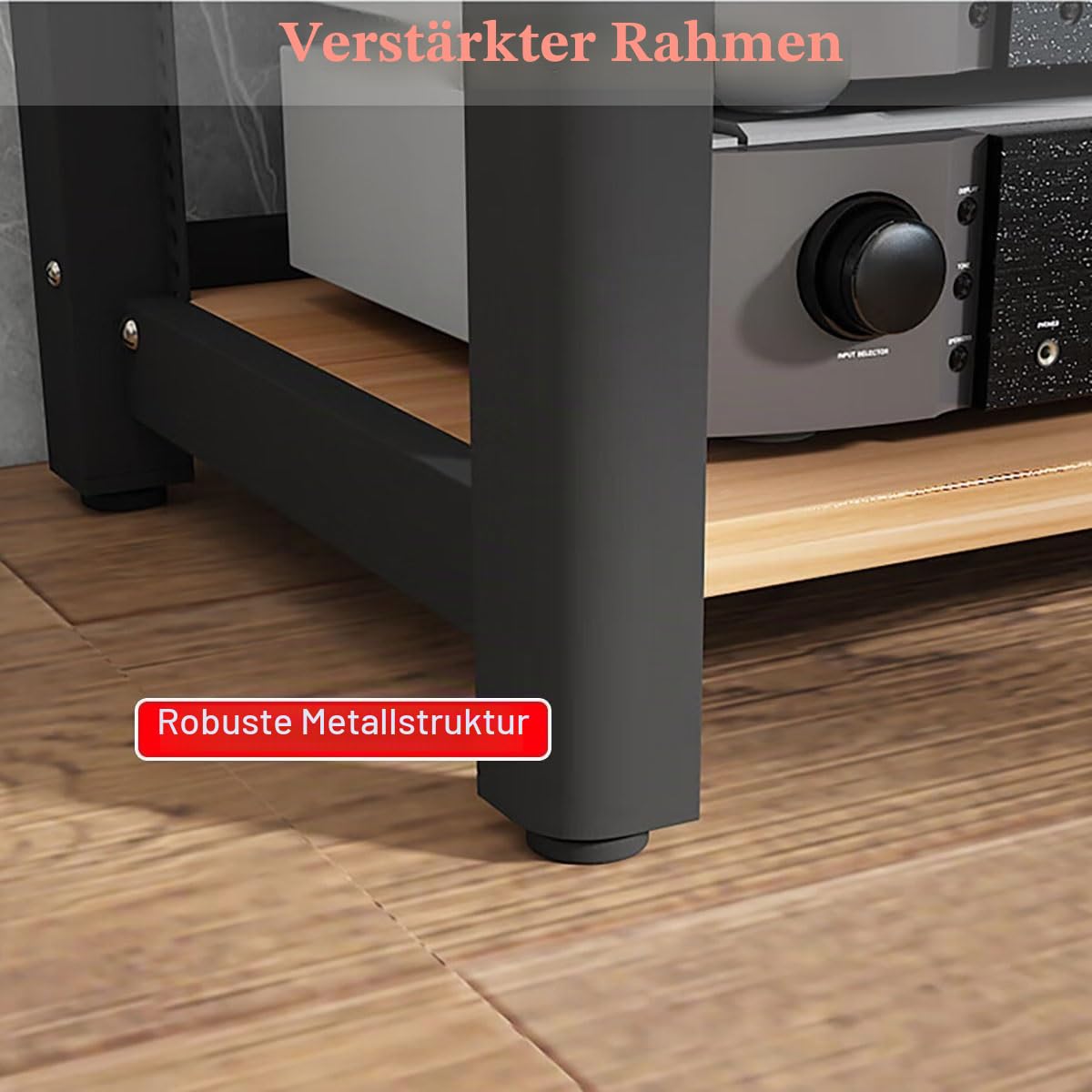 HiFi Rack 2/3/4/5 Ebenen – AV Regal für Audio Video Komponenten, Stereoanlagen, Plattenspieler, Mehrschichtiger HiFi Schrank, TV Zubehör Schrank, Medienmöbel für Wohnzimmer & Studio(Brown,H40cm/15.7in