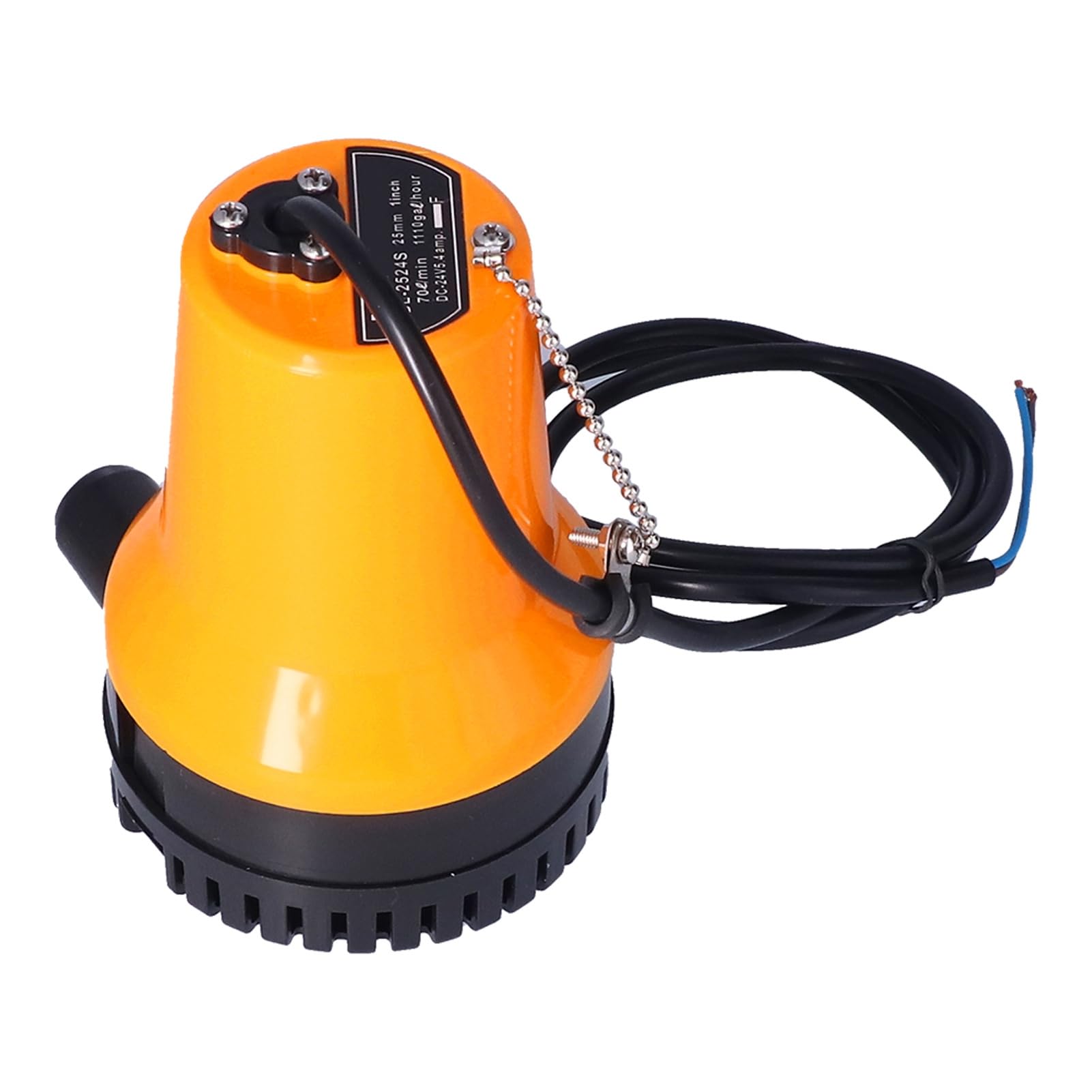 Keenso Bomba de Achique de 24 V Bomba de Agua Sumergible Eléctrica 60 W 7000 Rpm ABS Caucho Metálico 4,2 M3 H Salida de 25 Mm Elevación de 16,4 Pies para Barco Aspersor de Tierras de Cultivo de