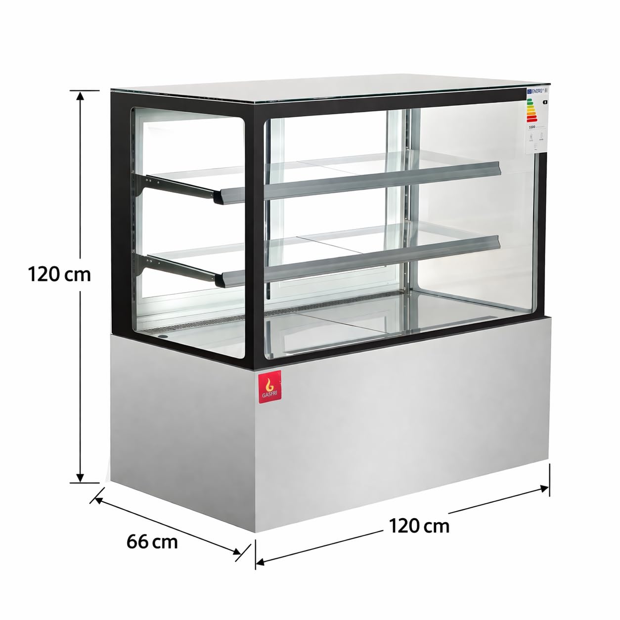 Vitrina Pastelera Refrigerada Cristal, Expositor Refrigerado Ventilado Profesional, LED, Control Digital Carel, 345L / 420L, +2ºC a +8ºC