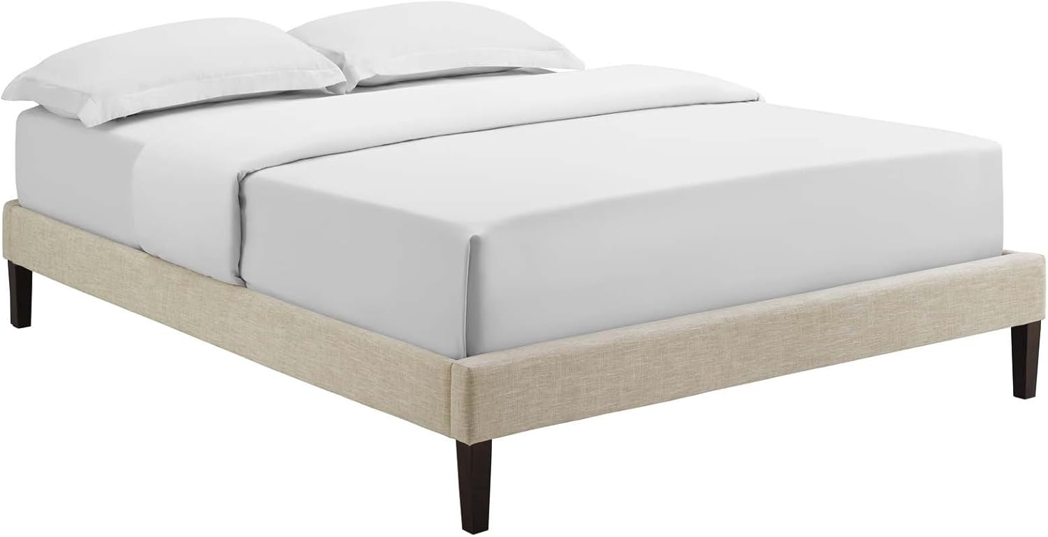 Modway Tessie Upholstered King Platform Bed Frame with Wood Slat Support in Teal