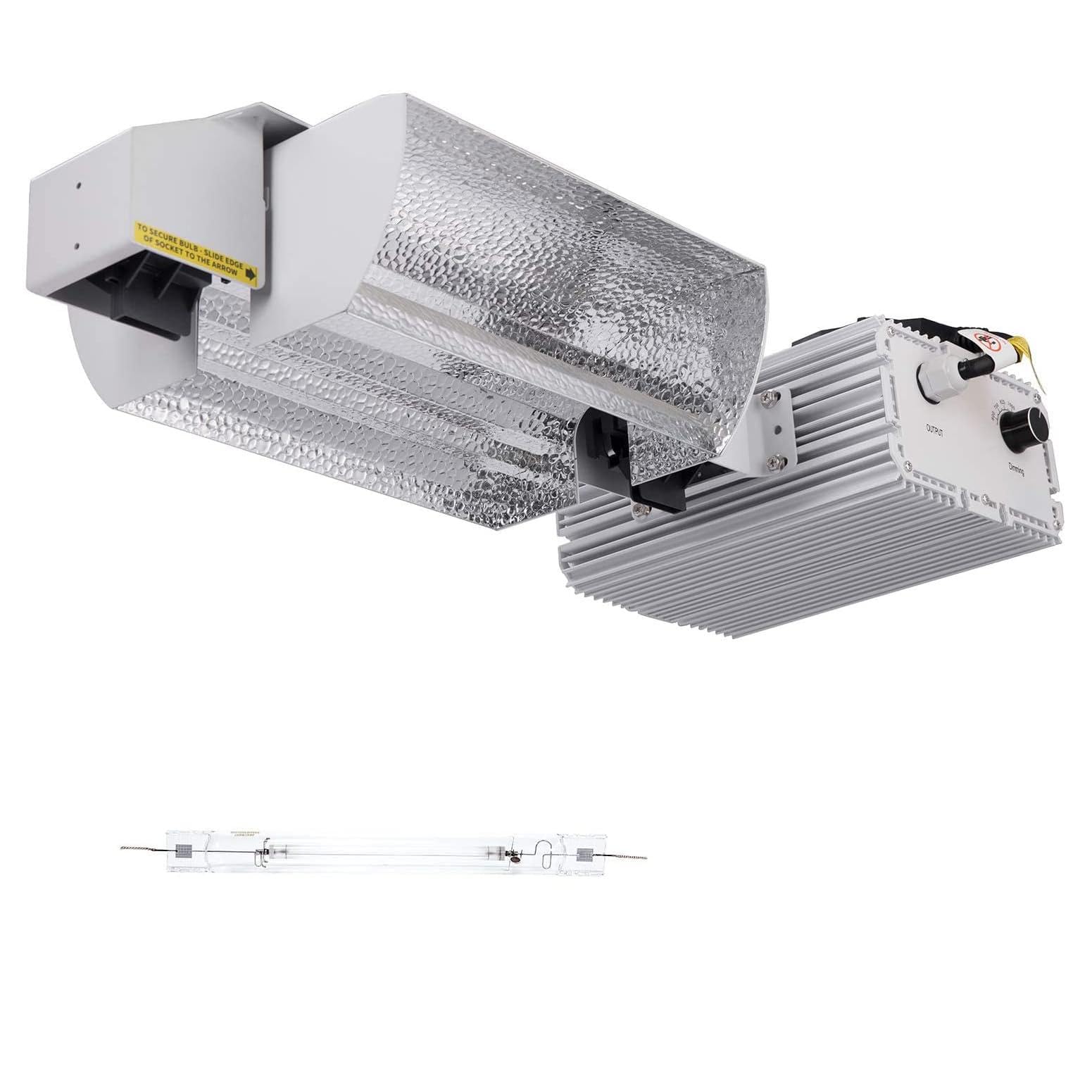 Raylux Grow Light System Kits with Controller Port,1000 Watt DE Double Ended HID 2100K DE HPS Bulb,Open Style Reflector with Digital Dimmable Ballast