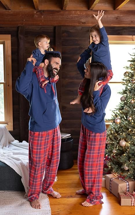 PajamaGram Family Pajamas Matching Sets - Family PJs, Red & Blue Plaid, Mens Tall 4XL - Image 4