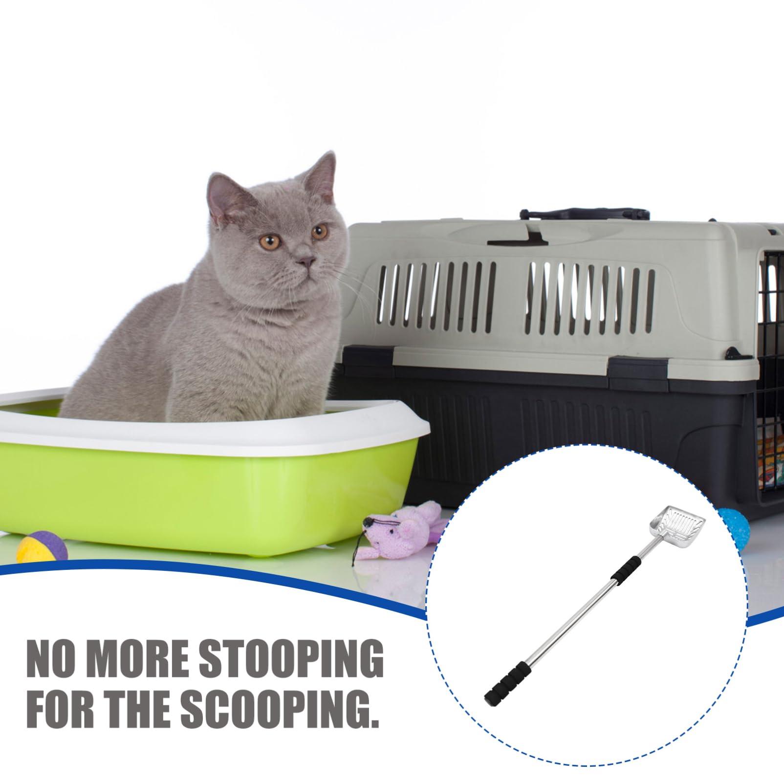 Happyyami Scooper De Arena para Gatos Pala Telescópica De Mango Largo Fácil De Usar