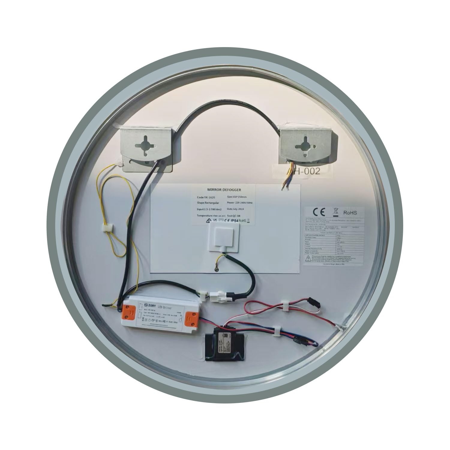 AICA Miroir Salle de Bain Rond 80cm Anti-buée +dimmable + mémoire, Miroir Lumineux LED