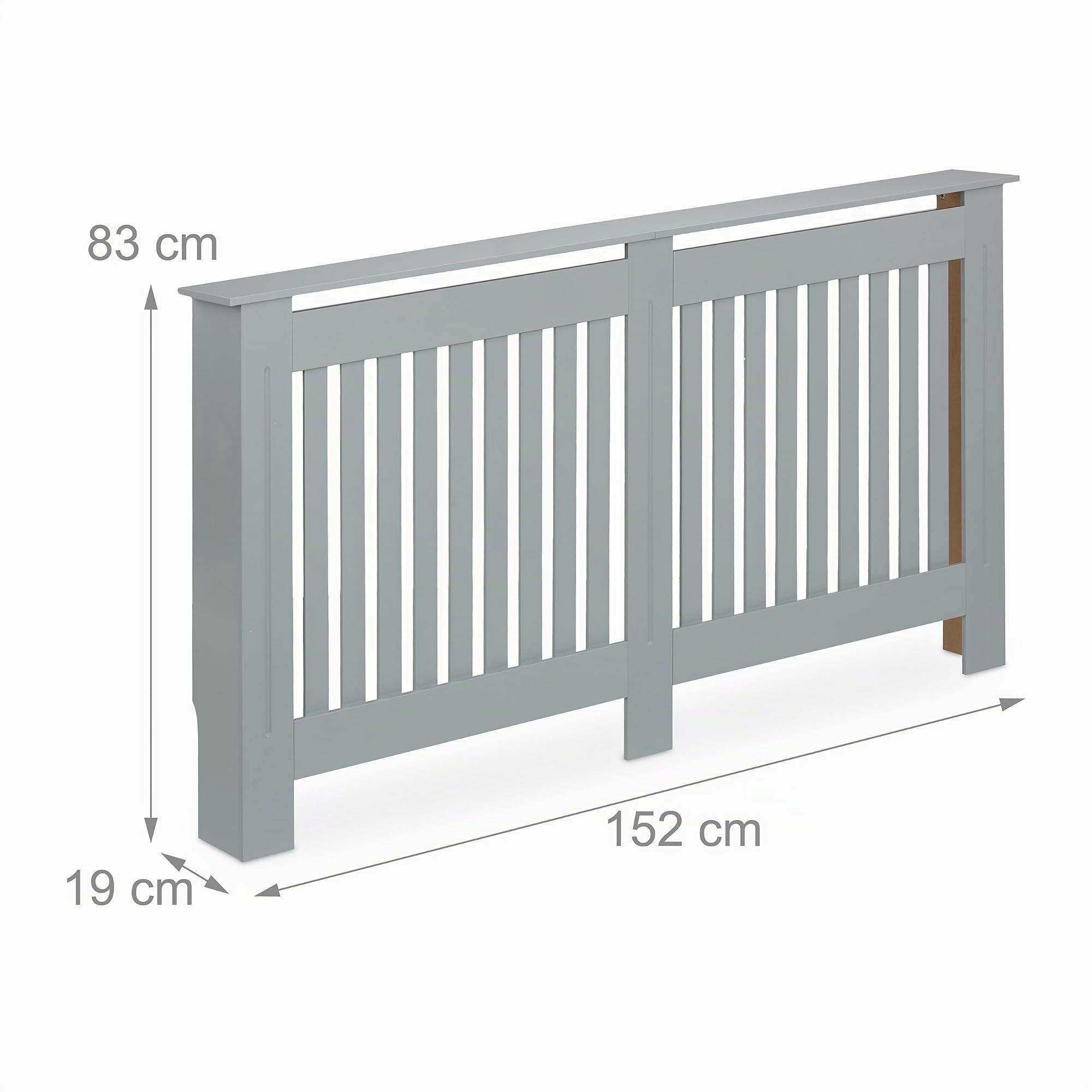 Relaxdays Heizkörperverkleidung Landhausstil, HBT 83x152x19 cm, für alte Heizkörper, Heizungsabdeckung Regal, MDF, grau