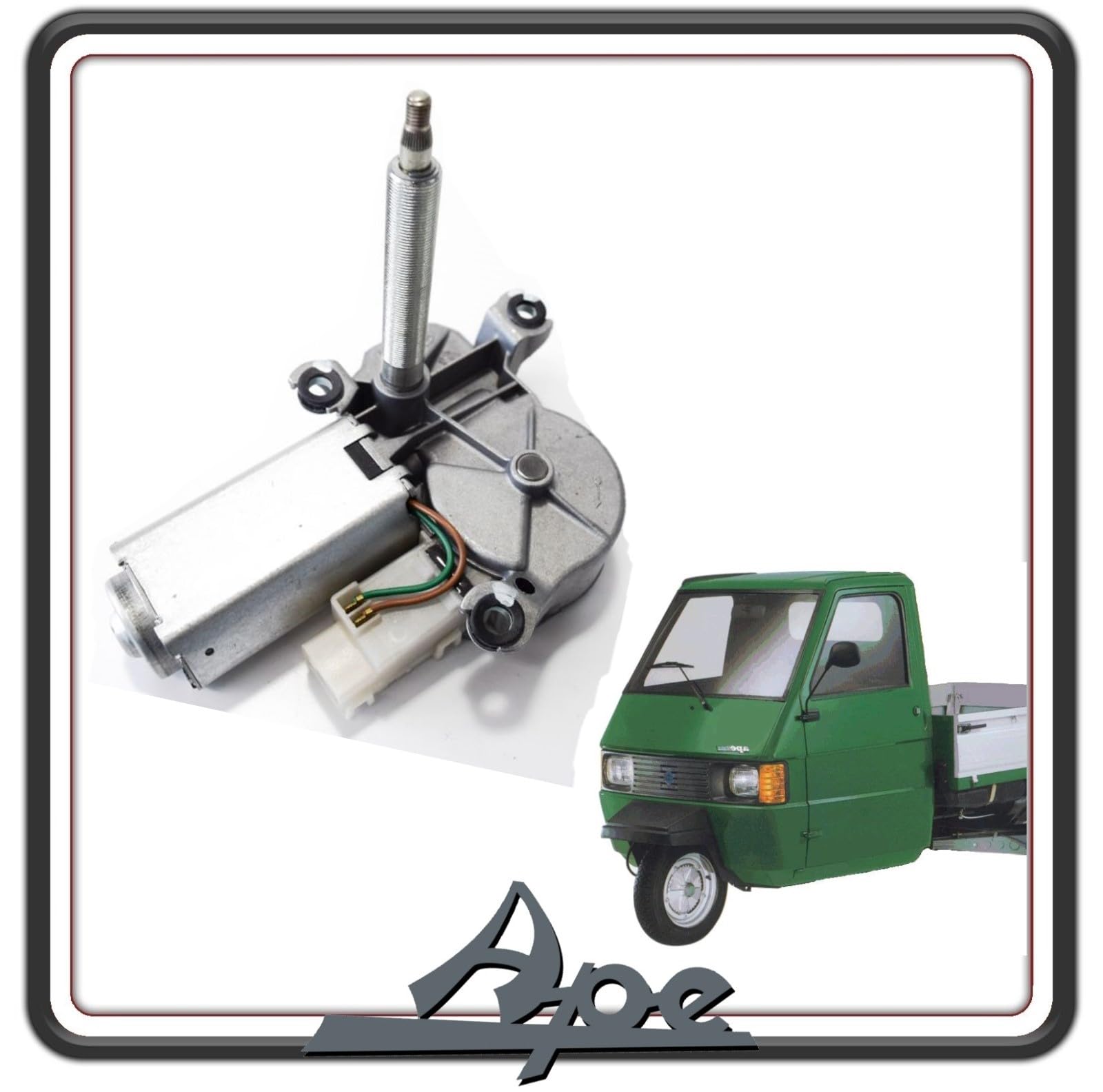 MOTORE MOTORINO TERGICRISTALLO TERGI CRISTALLO VETRO COMPLETO PER PIAGGIO APE TM 703 TUTTI MODELLI BENZINA E DIESEL DAL 1997 IN POI ORIGINALE PIAGGIO