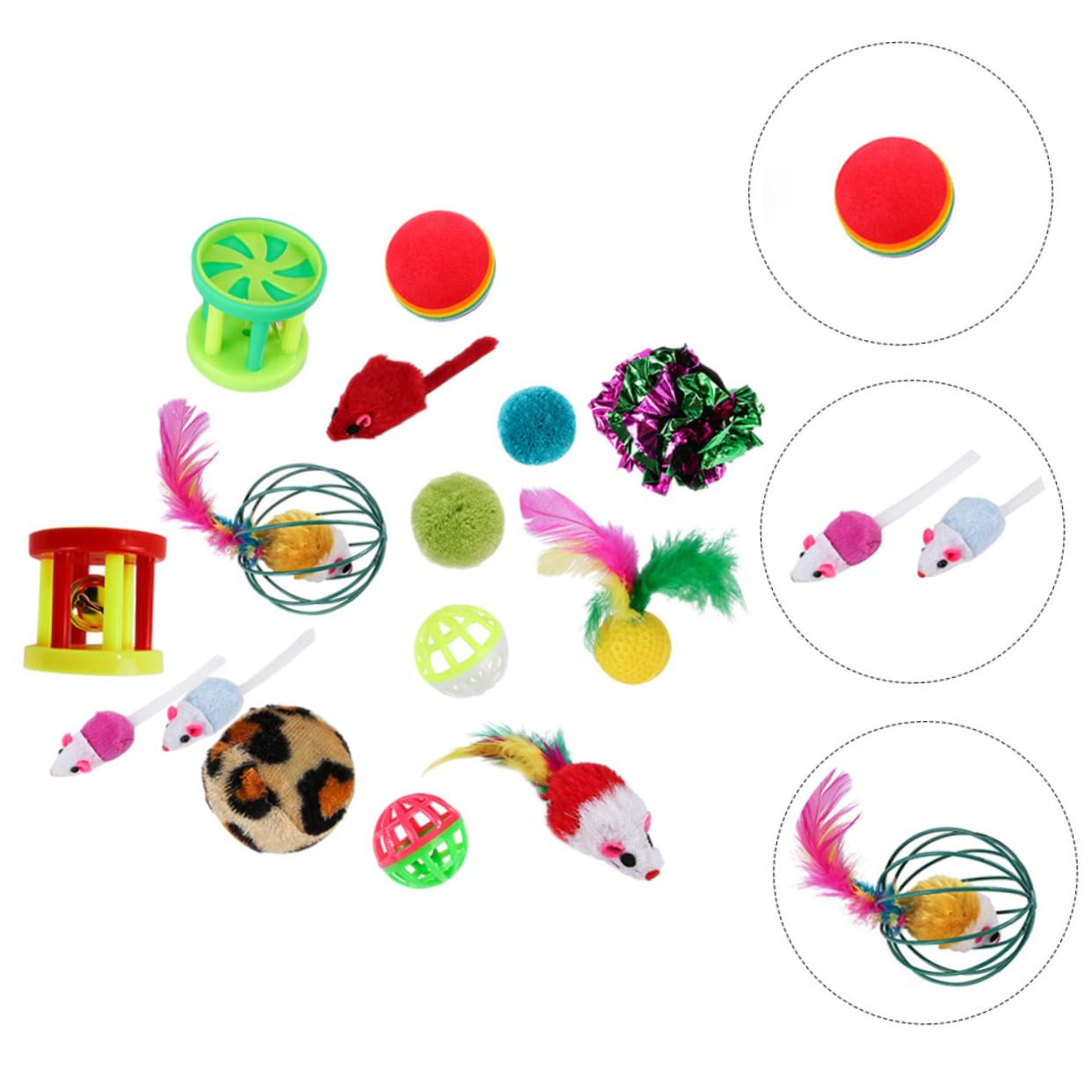 DOITOOL 96stücke Teiliges Katzenspielzeug Federn Und Glöckchen Interaktive Spielzeuge Für Kätzchen Fördert Die Aktivität Jagdverhalten Für Drinnen Zufällig