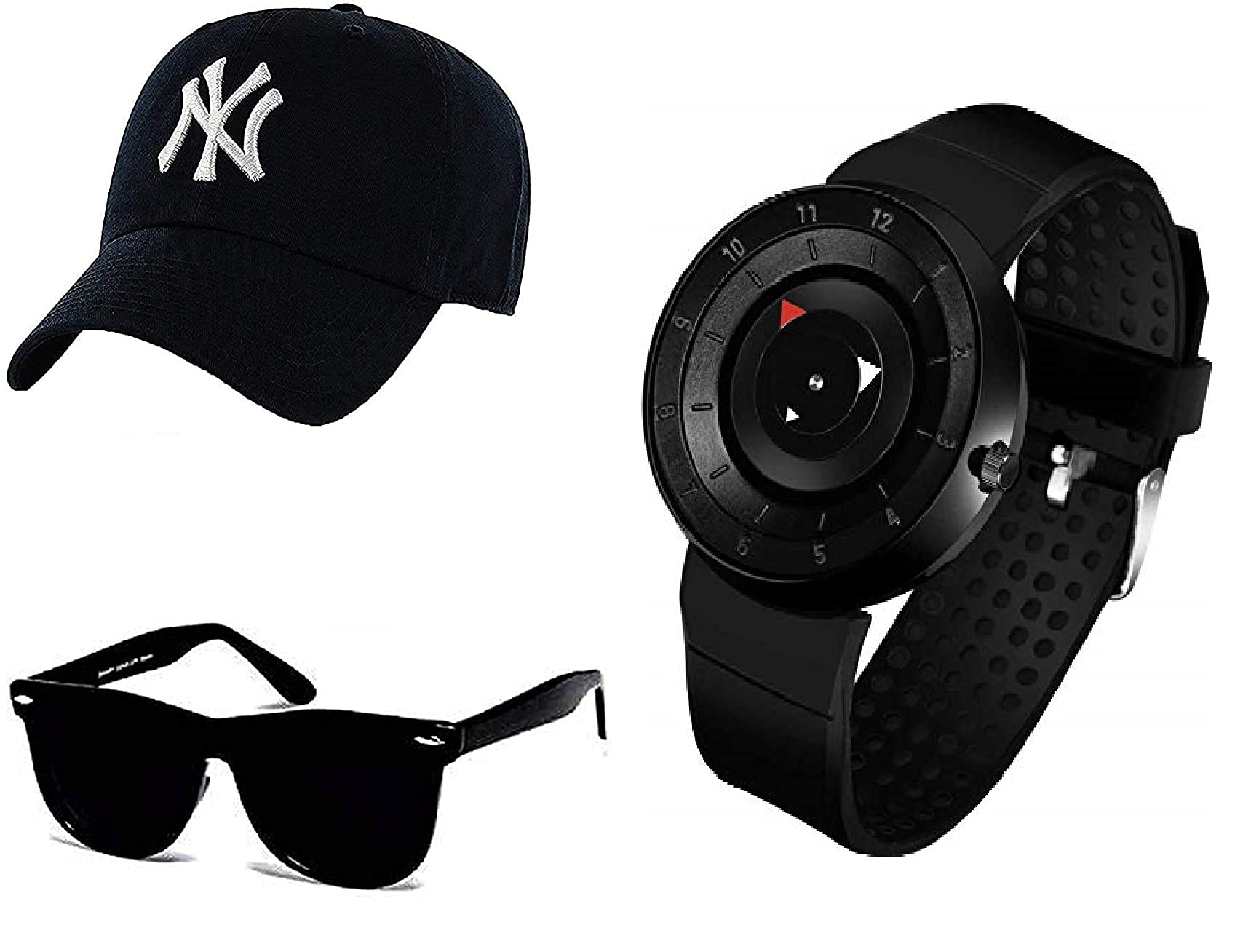 SELLORIA Combo Pack of Black Digital Silicon Watch with Black Sunglass with basboll Cap Black (B093FQP76Z) Amazon Price History, Amazon Price Tracker