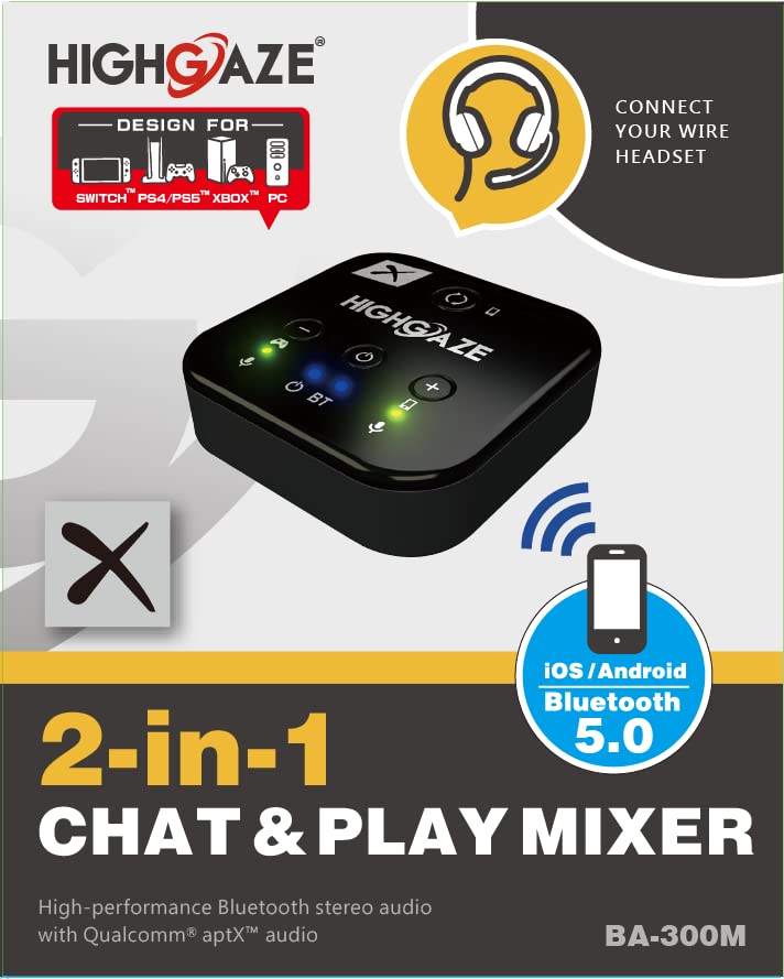 Bluetooth Chat & Play Audio Mixer Accessory for Switch 2 Game Streaming with Smartphone & PS4 PS5 or Xbox, Discord, Voice call to Headset with aptX Audio, Adjust Game Volume Balance - Image 3