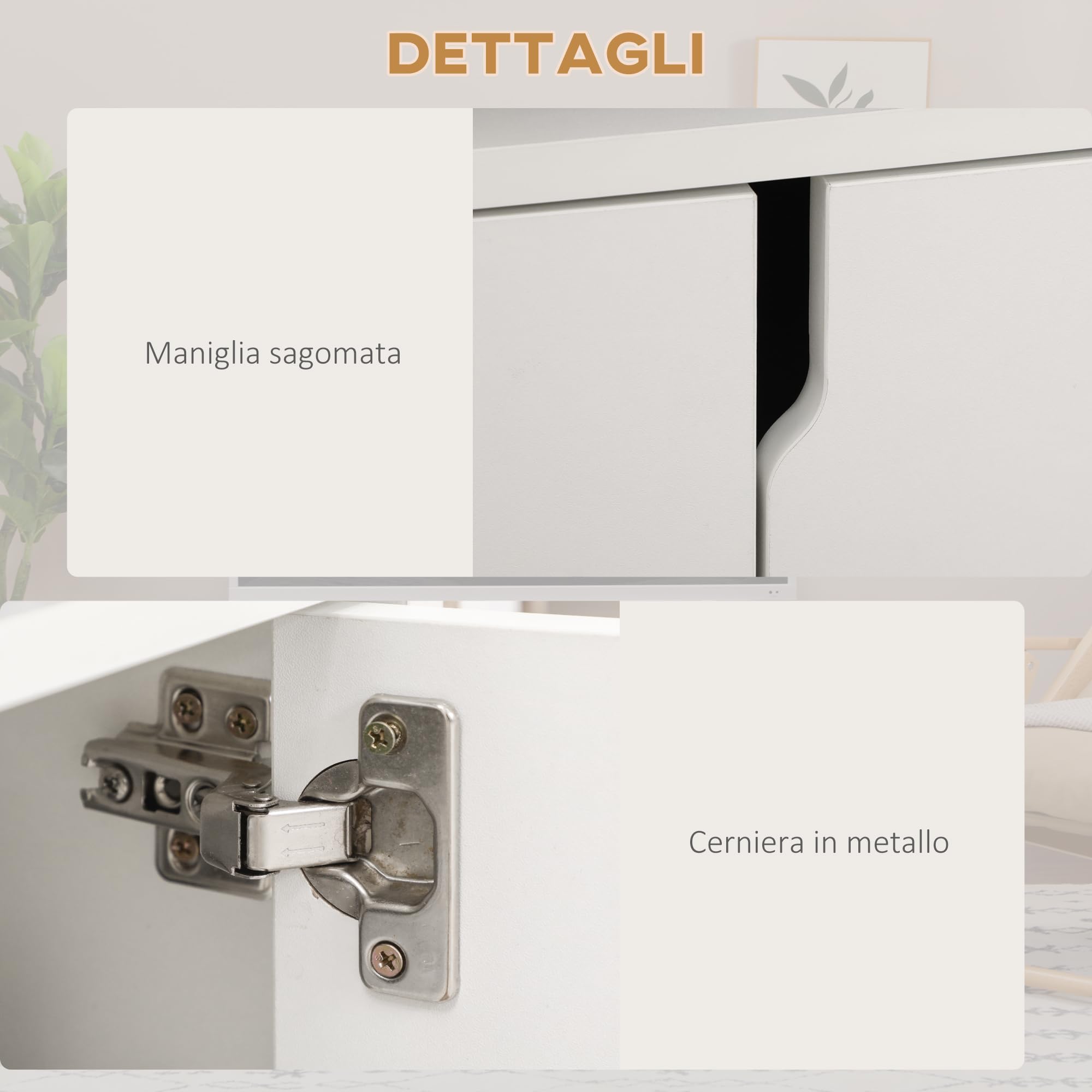 HOMCOM Mobile Porta TV Fino a 42'' con Armadietto e Ripiani Aperti, Mobiletto TV per Salotto e Soggiorno in Legno, 120x30x41cm, Bianco