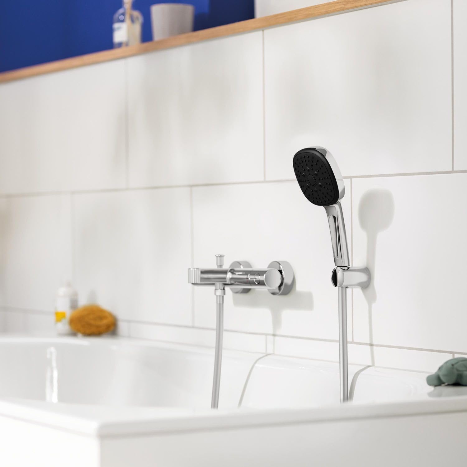GROHE Precision Get, Badewannenarmatur, wassersparend (Thermostat für stets konstante Temperatur, Duscharmatur mit Verbrühschutz bei 38°C, Mischbatterie für die Badewanne, 3in1 Tool), chrom, 34774000