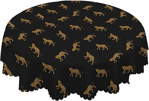 AOYEGO Mantel redondo de leopardo salvaje, 60 pulgadas, diseño de animales africanos, divertidos, caricaturas, vida silvestre, repetición, mantel de
