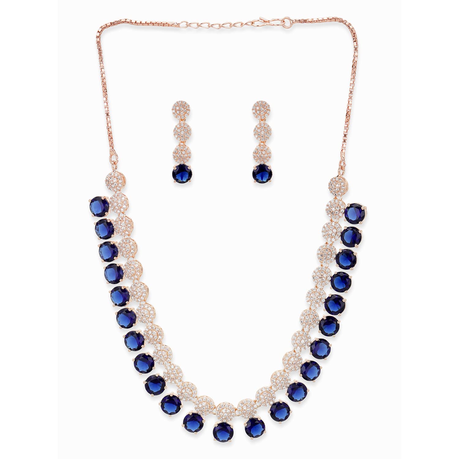 VOYLLA Elegant Cz Adorned Necklace Set