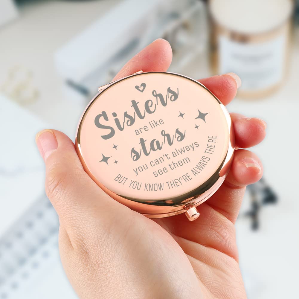 Freundschaftsspiegel Mit Spruch – Good Friends Are Like Stars, Klappbar, 65 Mm, Mit Geschenkbox