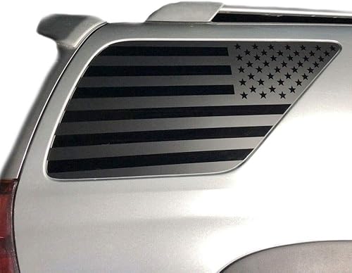 XPLORE OFFROAD -  Calcomanías precortadas de la bandera de Estados Unidos  4Runner  Vinilo americano negro mate para ventanas laterales traseras