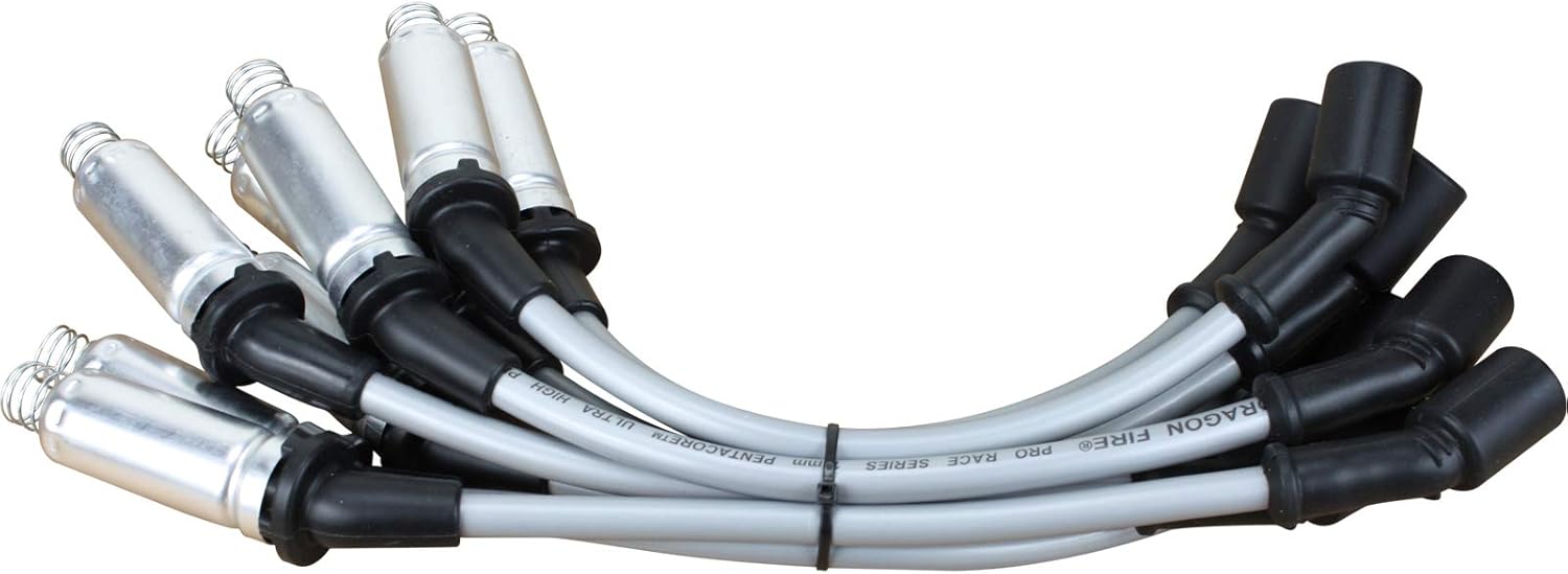 AIP Electronics Dragon Fire Pro Series Ultra Low 40 Ohm Spark Plug Wire Set with Heat Sleeves Compatible with Chevy GMC 1999-07 LS1 4.8L 5.3L 6.0L OEM Fit PWGMV-PRO-SL