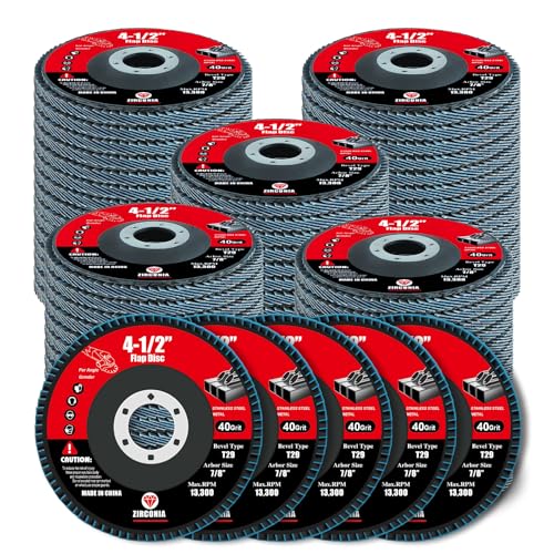 60 Pack Flap Discs 40 Grit, 4 1/2" x 7/8" Flap Sanding Disc for Angle Grinder,Type 29 Zirconia Grinding Wheel for Metal,Wood,Stainless Steel, Sheet Metal