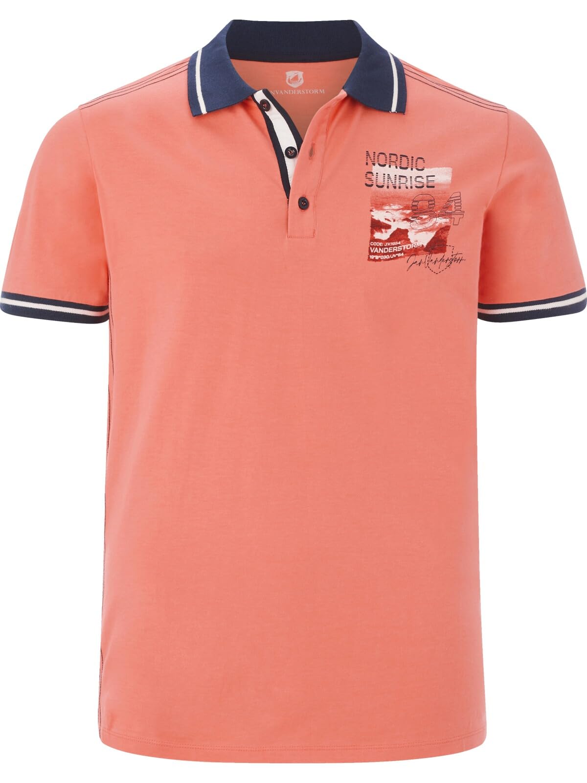 Jan Vanderstorm Herren Poloshirt Olftin | Maritimes Piqué Kurzarm-Polo, atmungsaktiv, sommerliches Streifen-Design, 100% Baumwolle, große Größen L–7XL