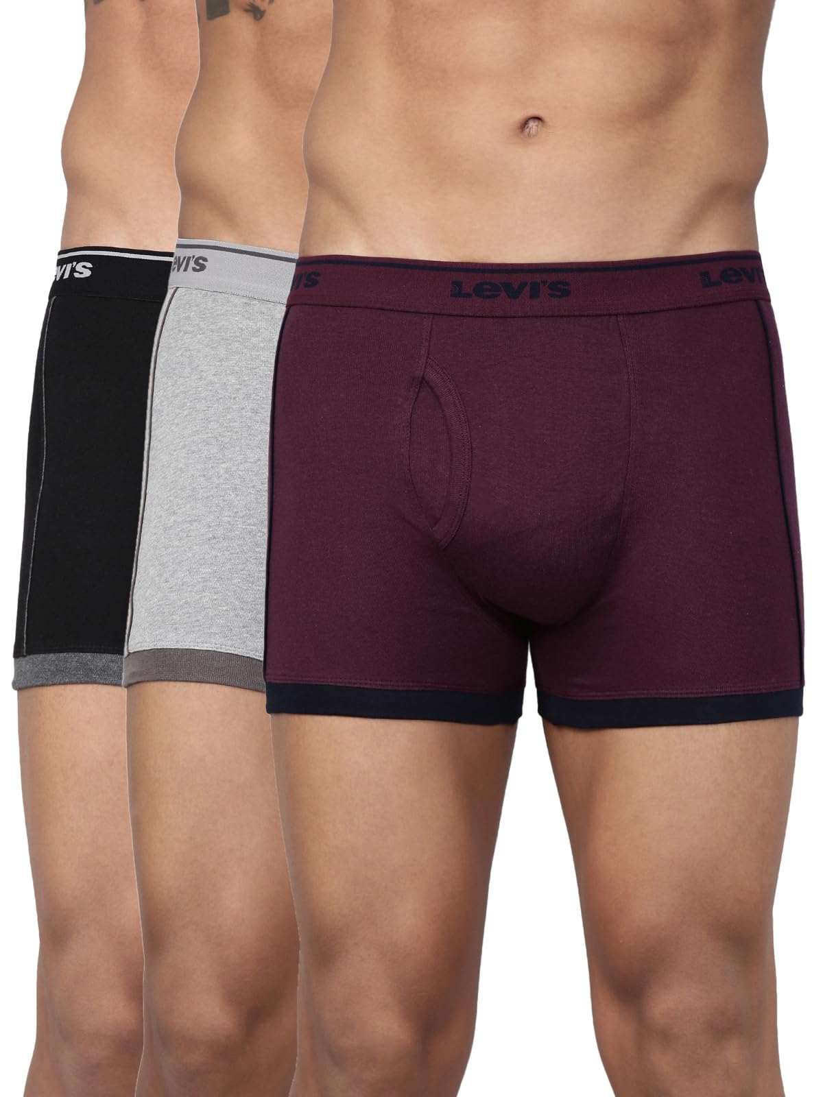 levi's 007A Men's Pure Cotton Solid Trunk - Mid Rise, Inner Elastic Waistband (Pack of 3 - Assorted)-picture-33