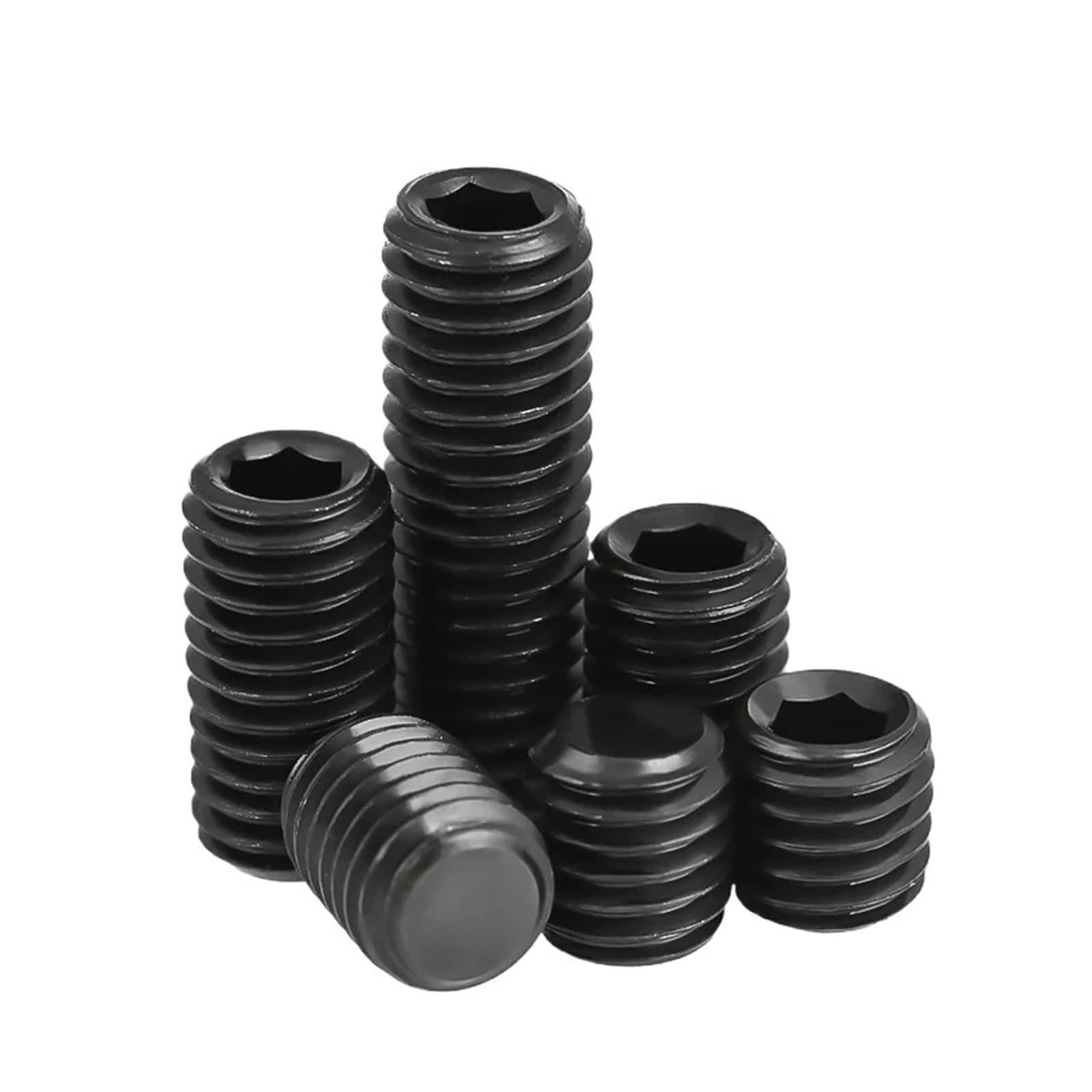 KEXYOAN Black Grade 12.9 Steel Hex Hexagon Socket Flat Point Set Screw End Grub Headless Bolt M1.6M2 M2.5 M3 M4 M5 M6 M8 M10 M12 M14 M16(35mm,M14-(3pcs))