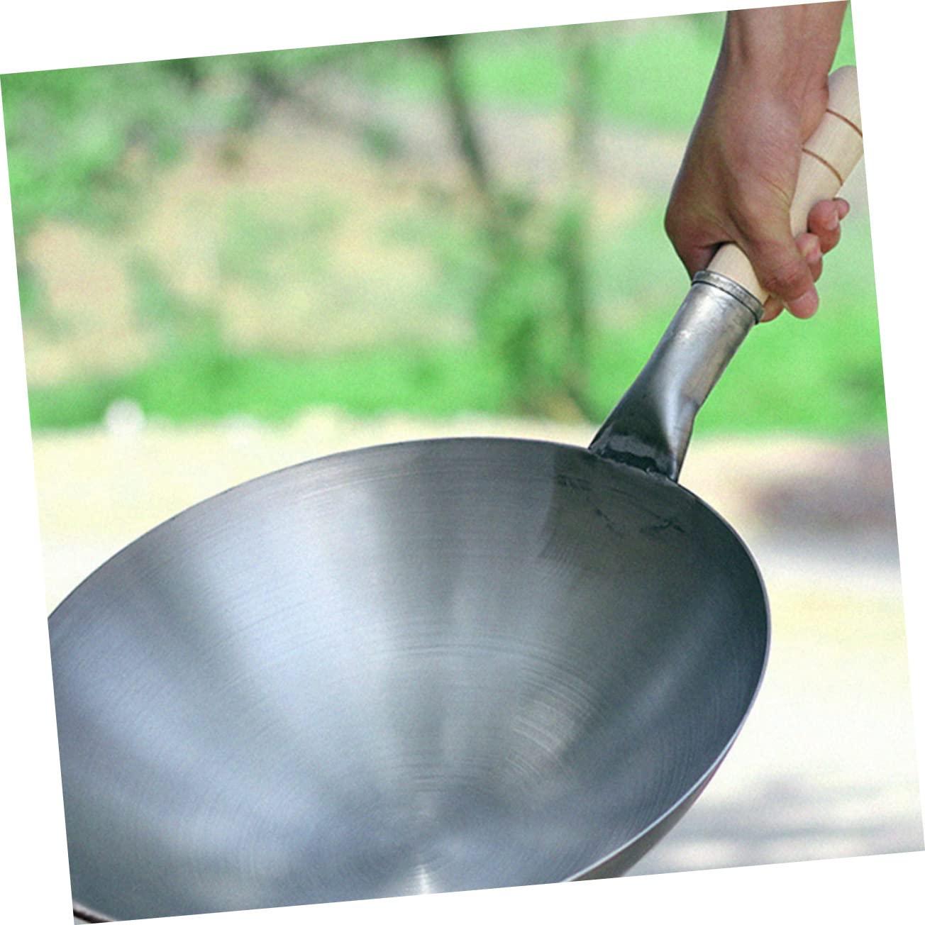 SOIMISS Wok für Zuhause mit Holzgriff aus Eisen Antihaftbeschichtet für Gasherd Geeignet Robuster Topf zum Braten für Bbq