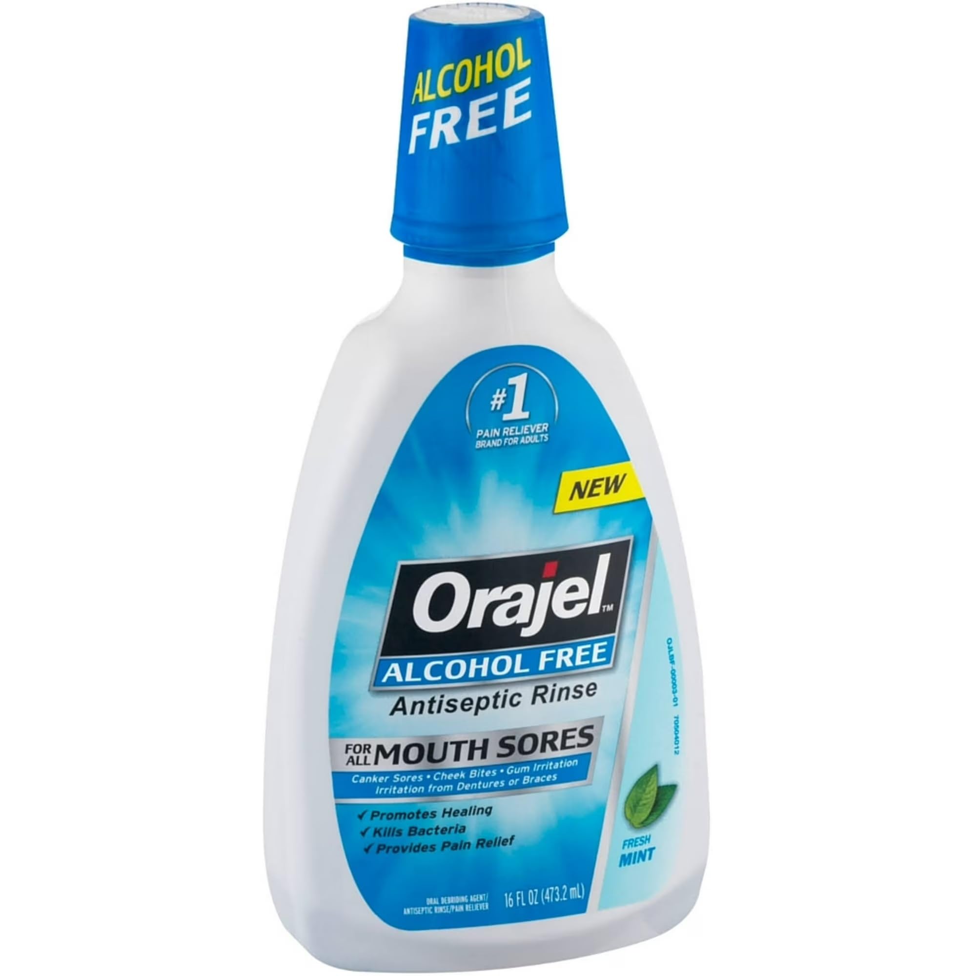 Orajel Alcohol-Free Antiseptic Mouth Sore Rinse, Fresh Mint, 16 Fl Oz (Pack of 2)